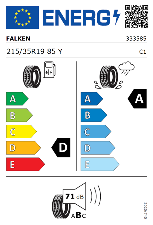 Tyre Label for Falken Azenis FK510 215/35R19 85Y