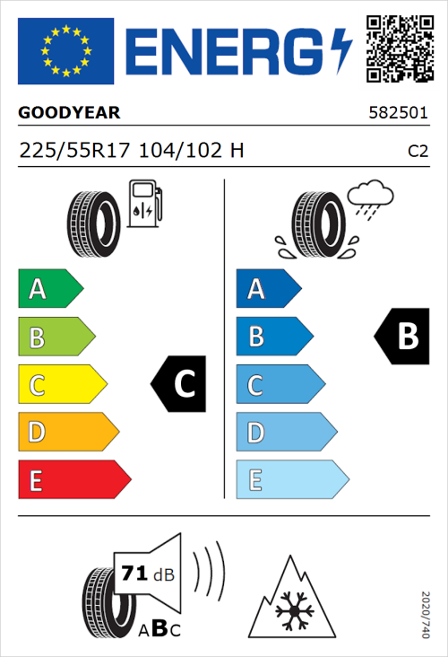 Tyre Label for Goodyear EfficientGrip Cargo 2 225/55R17 104/102H